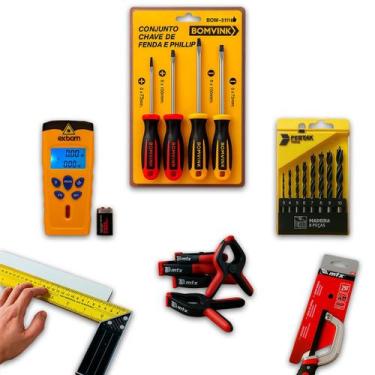 Imagem de Kit Marcenaria Trena Digital Jg Broca Esquadro Grampo Serra - DIVERSAS