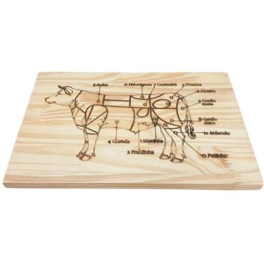 Imagem de Tábua de Corte para Carne e Churrasco - Madeira Pinus com Imagem dos C