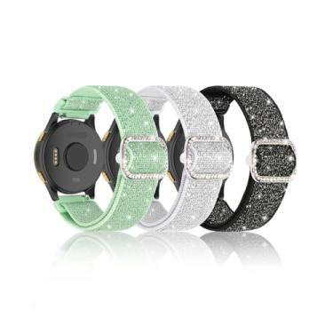 Imagem de Pulseira de nylon elástico brilhante compatível com Garmin Vivoactive 5/Vivoactive6/Forerunner 55/165/245, pulseiras de substituição elásticas macias e brilhantes ajustáveis de 20 mm para Garmin Venu