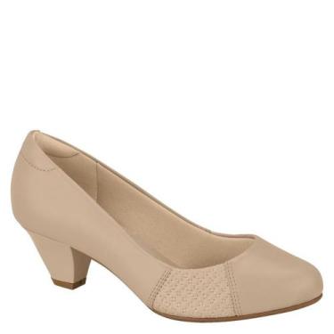 Imagem de Sapato Feminino Scarpin Salto Baixo Grosso Modare 7005.647, Bege napa,