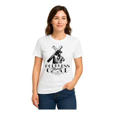 Imagem de Camiseta Feminina Algodão Religião Fé Cristã Gospel Jesus - Religião E