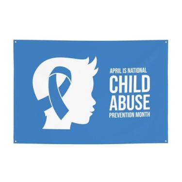 Imagem de Mês de conscientização sobre prevenção de abuso infantil, faixa de fita azul, decorações de fundo de festa, 119 x 188 cm, suprimentos de festa