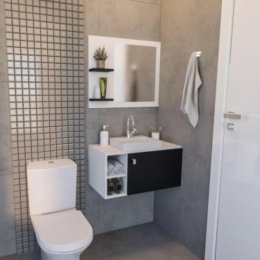 Imagem de Conjunto Gabinete E Espelho Suspenso Meu Canto 60 - Modelo 1 Preto