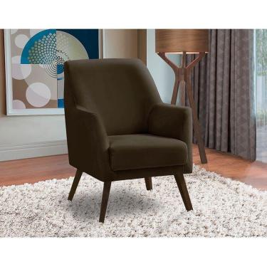 Imagem de Poltrona Decorativa Sala De Jantar Magali Lisa Veludo Marrom Lansofbr