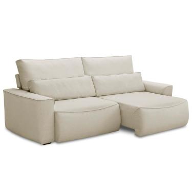 Imagem de Sofá 3 Lugares Retrátil Reclinável Para Sala De Estar 210cm Odilon F04 Linho Creme - Lyam Decor