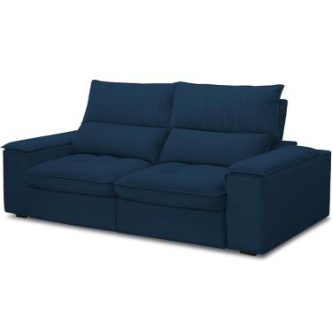 Imagem de Sofá Retrátil Reclinável Para Sala De Estar Living 210cm Nápoles F04 Veludo Azul - Lyam Decor