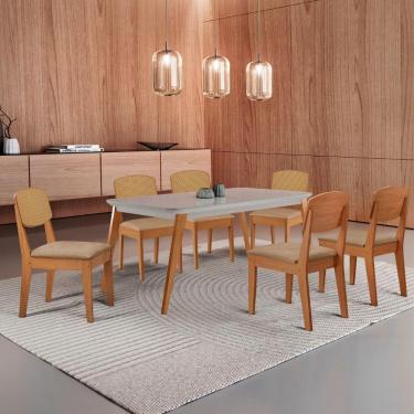 Imagem de Mesa De Jantar Copper 180cm Tampo Mdf Vidro 6 Cadeiras Turim 07 /off / /serig Off