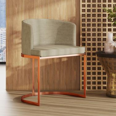 Imagem de Poltrona M05 Em Linho Estrutura De Ferro Mais Decor Cobre/bege