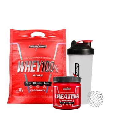 Imagem de Combo Whey Protein 100% 907gr + Creatina 300g + Coqueteleira Integralmedica (900, Chocolate)