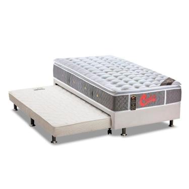 Imagem de Cama Box C/Auxiliar Solteiro: Colchão Castor Pocket Castor New + Base Branco(88X188)