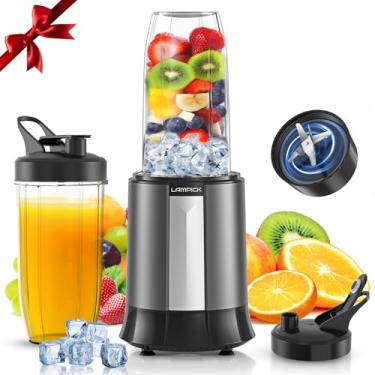 Imagem de Lampick Liquidificador de smoothie, liquidificador pessoal de 1300 W para vitaminas, shakes e extrações de nutrientes com 2 garrafas portáteis sem BPA de 765 g