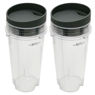 Imagem de Copo de substituição de 473 ml com 3 abas e tampa Compatível com liquidificador de pulso Ninja Kitchen System 600W NINJA BL100 30/BL102 30/BL101 30 ou Ninja Kitchen System: BL200 30/ BL201 30/BL201C