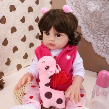 Imagem de Boneca Bebê Reborn Realista Corpo de Silicone Menina Girafinha Pode Dar Banho 48cm com Acessórios Presentes para Meninas