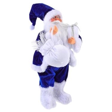 Imagem de LOGOFUN Christmas Santa Claus Figurine Santa Claus Statue Standing Santa Claus Ornaments for Festival Party Desktop Decoration - Blue White