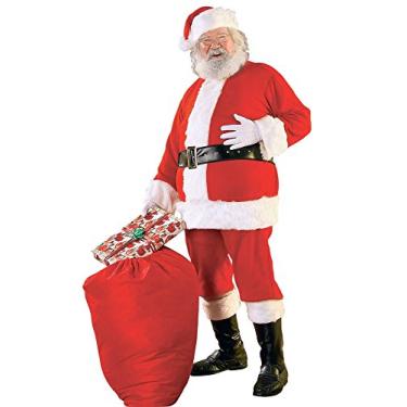 Imagem de Rubie's Fantasia de Papai Noel de flanela, Vermelho/branco., Extra Large