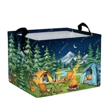 Imagem de HUUMONSS Cesto de lavanderia para acampamento noturno, piquenique, grande, cesto de armazenamento, fogueira, dobrável, organizador para adultos, caixas de roupas para atividades ao ar livre, banheiro