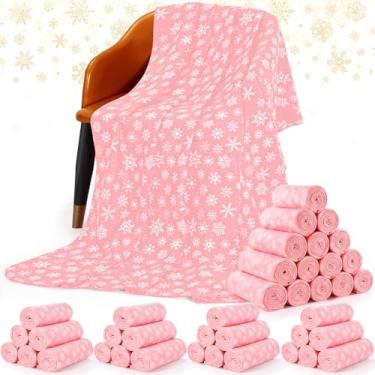 Imagem de Moukeren Cobertor de floco de neve de Natal com 48 peças, 140 x 129 cm, cobertor de Natal de inverno, quente, macio, aconchegante para casa, cama, sofá, cadeira, presente (rosa)