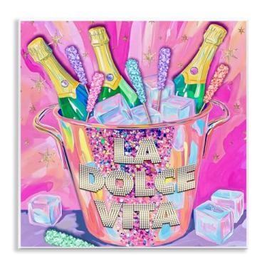 Imagem de Stupell Industries Arte de placa de parede champanhe La Dolce Vita, design por Jess Stempel, 12 x 12