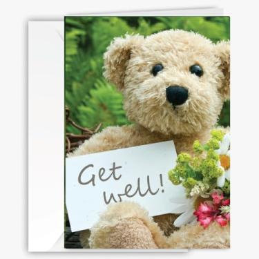 Imagem de 90210 Exotics Cartão de felicitações fofo de ursinho de pelúcia Get Well Soon – Tamanho maior 12,78 x 17,78 cm - com sentimento divertido de trocadilho dentro, envelope para presente fácil