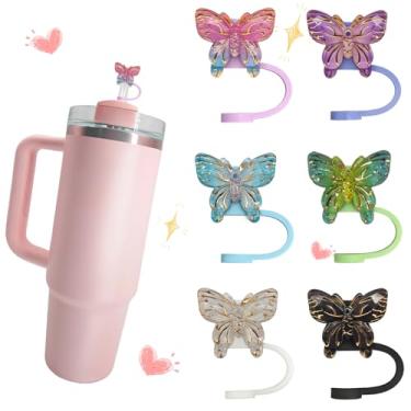 Imagem de 6 peças YKL A Butterfly Stanley Straw Topper Cup Acessórios de cobertura de palha para copos Stanley