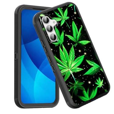 Imagem de GFEWYTJYJ Capa para Galaxy S25 FE, 3 camadas à prova de choque, proteção total, resistente, resistente, de alto impacto, capa rígida para Samsung Galaxy S25 FE 6,7 polegadas 2025, folhas de maconha