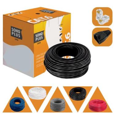 Imagem de Cabo Rede Cat6 50 Metros Preto Furukawa + 14 Con + 14 Capa