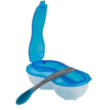 Imagem de Prato Com Divisoria E Colher, Clingo, Azul