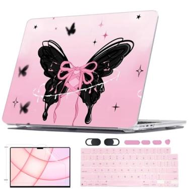 Imagem de Seanai Capa compatível com MacBook Air de 13,6 polegadas versão 2025 2024 2023 2022 modelo M4 A3240 M3 A3113 M2 A2681, capa rígida de plástico resistente a arranhões, capa para teclado, borboleta e
