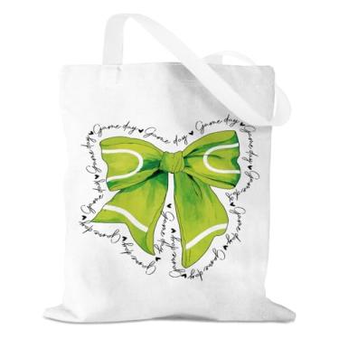 Imagem de Sacola de lona para presente de tênis com laço, acessórios de tênis, presente de aniversário de formatura de dia de jogo para mulheres, meninas, equipe esportiva, professora, treinadora, compras de