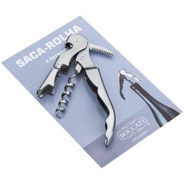 Imagem de Kit 2 Saca-rolha Dois Estágios Abridor Vinho Aço Escovado