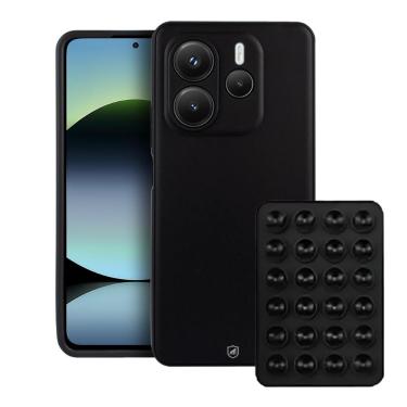 Imagem de Kit Capa case capinha Silicon Veloz para  Xiaomi Redmi Note 14 5G +  Ventosa - Preta - Gshield