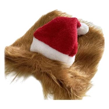 Imagem de Stgfyxgs Gorro de Papai Noel para Cachorro, de Pelúcia, Quentinho E Fofo, para Cães E Gatos, Natal, Light Brown L