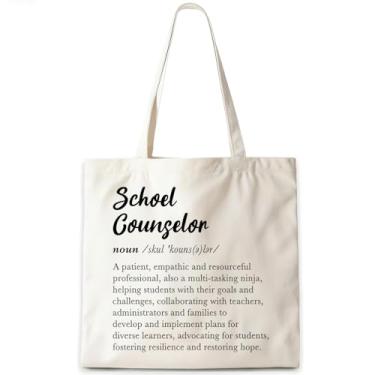 Imagem de CosxHabitat Sacola com definição de conselheiro escolar, sacolas de lona para presentes de conselheiro escolar, presentes de conselheiros de orientação reutilizáveis, sacola de compras de supermercado