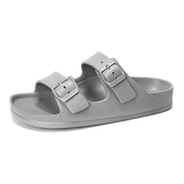 Imagem de FUNKYMONKEY Sandálias femininas confortáveis de plástico ajustáveis com fivela dupla, Cinza/Xpz, 37