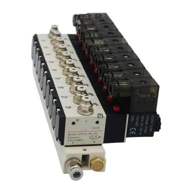 Imagem de 1 peça 3V210-08 válvula solenoide de estação coletora 3 portas 2 posições combinação multivias DC12V 24V AC 220V com válvulas solenoides de encaixe (acessórios DC12V 4 mm, 8 estações)