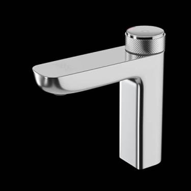 Imagem de Torneira de lavatório de temperatura digital LED branco preto latão inteligente misturador de pia hidrelétrica torneiras de água acessórios de banheiro (B cromado)