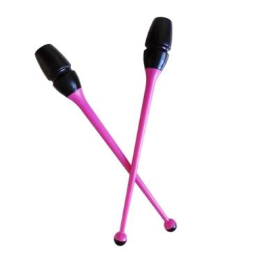 Imagem de oshhni Conjunto de 2 bastões de ginástica, equipamento de treinamento de ginástica para crianças e adultos, 41 cm de comprimento, acessórios rítmicos, Rosa