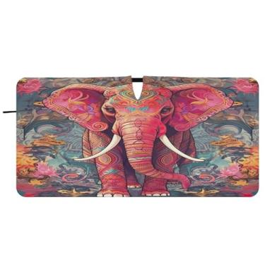 Imagem de Blueangle Protetor solar Paisley elefante para-brisa - 149.9 cm x 76.2 cm dobrável carro janela frontal bloqueia raios UV viseira de sol (788)