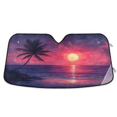 Imagem de SEHANY Para-brisa de carro de verão, mar, praia, para-sol para mulheres, pára-brisa frontal dobrável para carro, caminhão, SUV - Protetor de viseira de sol automotivo bloqueia os raios UV mantém seu