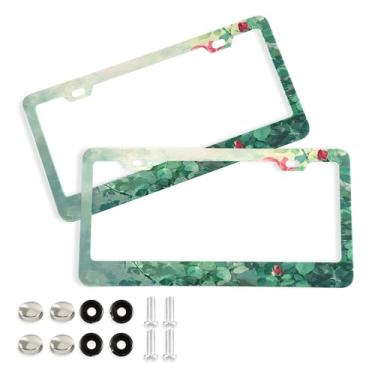 Imagem de SEHANY Molduras de placa de carro rosa dos namorados, capas de moldura de placa de carro de alumínio à prova de ferrugem com orifícios elípticos e parafusos serve para veículos padrão dos EUA tamanho