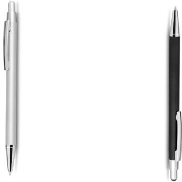 Imagem de Genérico Kit Caneta Ecológica, Esferográfica em Metal com Corpo Emborrachado, Escrita Azul, Papel Reciclado, Ponta Touch, Estilo Sustentável, 2 Unidades (Prata e Preto)