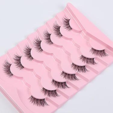 Imagem de 7 pares de cílios postiços, cílios postiços de aparência natural para uso diário, festa, maquiagem (exceto cola) (preto (7 pares))