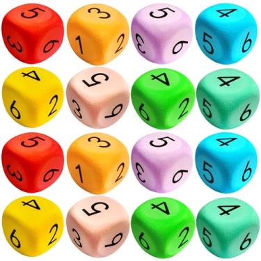 Imagem de Cotiny 16 Pack 2.36 Inch Jumbo EVA Foam Dice Colorful Large Game Dice for Board Game Classroom Math Party Favors Learning Tools, 8 Colors