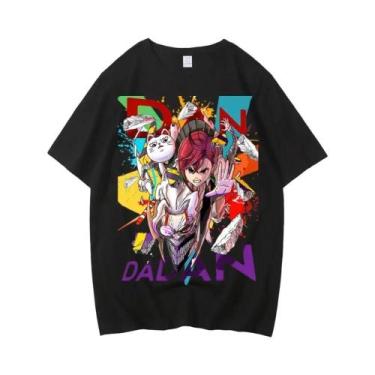 Imagem de Camiseta Vintage Unissex Oversized De Algodão Com Estampa De Anime Jap