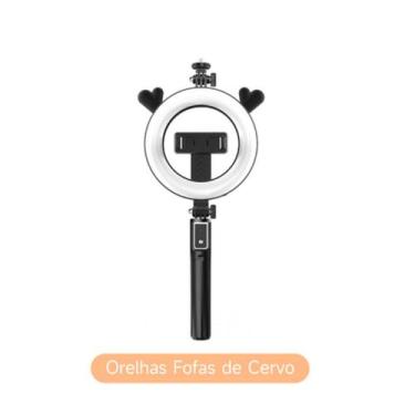 Imagem de Ring Light 6 Polegadas com Tripé 48 LEDs Luz Fria Quente Morna Dobráve