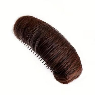 Imagem de Peruca curta com pente invisível para aumentar a raiz para mulheres, ideal para penteados mais volumosos, marrom escuro