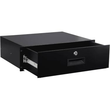 Imagem de Gabinete de servidor de gaveta de montagem em rack 3U para equipamento AV/rede/DJ de 48 cm, gaveta profunda com chave preta