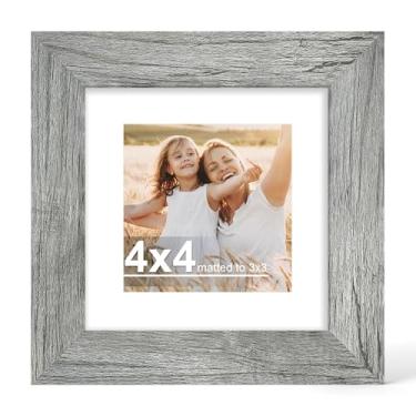 Imagem de Hongkee Porta-retrato 10 x 10 cm com vidro, exiba imagens 7 x 7 com tapete ou 10 x 10 sem tapete - parede e mesa, molduras de madeira 10 x 10 cm (cinza, 1 pacote)