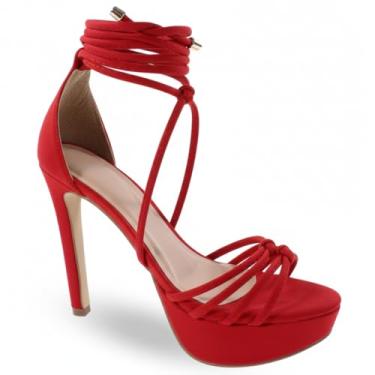 Imagem de Sandália Modarpe Salto Alto Meia Pata Feminina M51 (Vermelho, BR, Adulto, Numérico, 39)