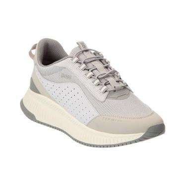 Imagem de BOSS Tênis de corrida masculino moderno com estrutura de malha, Cinza golfinho, 39